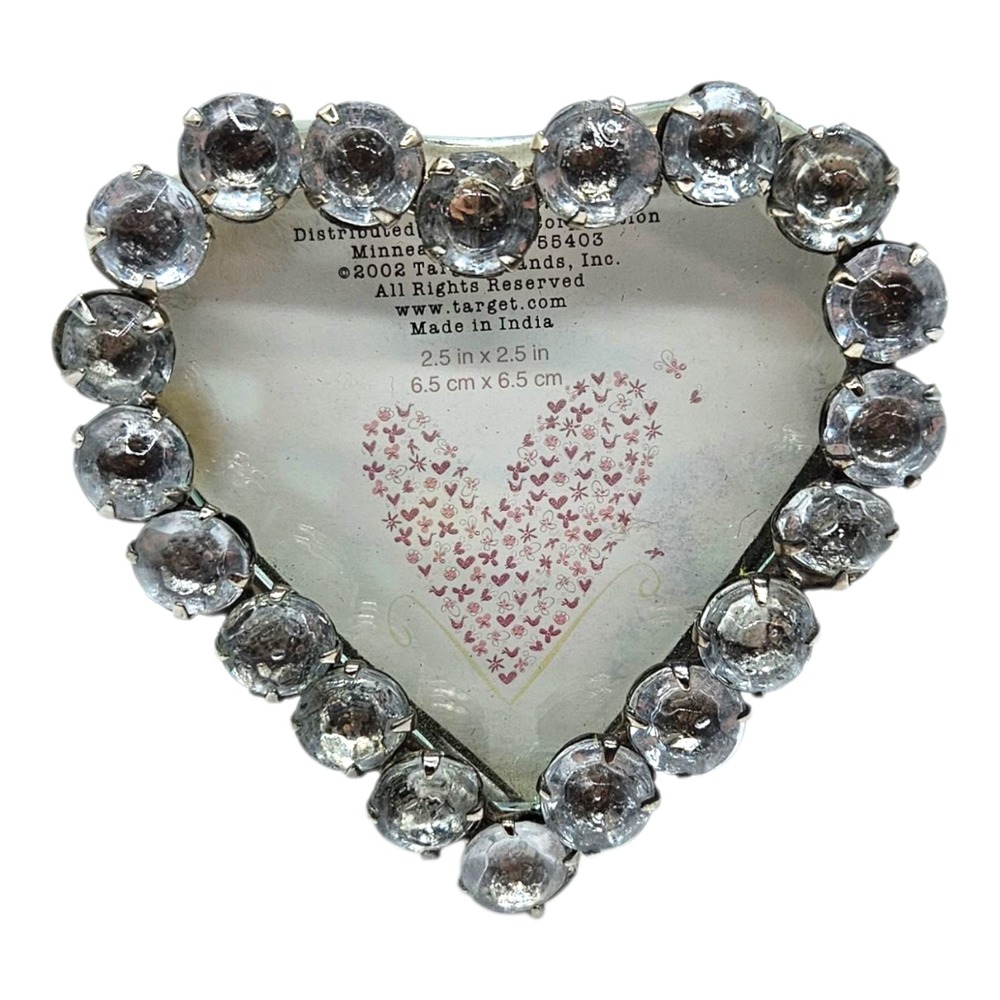 3 VTG Heart Shape Rhinestone Picture Frames Small Mini Red Pink Clear Y2K 2.5" - Picture 3 of 9